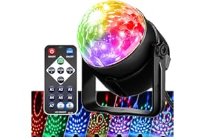 AMOSAMZ Disco Ball DJ Party Lights, Sound Activated Disco Lights with Remote Control 7 Colors RGB Projection Effects for Party Holiday KTV Bar Wedding Christmas Karaoke DJ Club