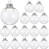 15 Pcs DIY Clear Fillable Christmas Ornaments, 2.36Inch Transparent Shatterproof Plastic Christmas Decorative Balls for Christmas, Halloween, Birthday, Wedding Decor, DIY Crafts Decorations (60 mm)