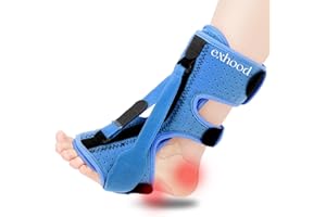 exhood Plantar Fasciitis Night Splint, Plantar Fasciitis Relief Brace, 3 Adjustable Straps Plantar Fasciitis Night Splint Relief Plantar Fasciitis, Foot Drop, Achilles Tendonitis, Day&Night (Pale Blue)