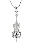 Spinningdaisy Silver Plated Crystal Cello Necklace