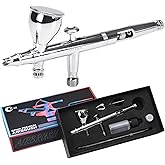 OPHIR 0.35mm Airbrush Kit, Dual Action Air Brush with Replaced 0.35mm Airbrush Needle & Round Nozzle Set, 2CC & 7CC Cups, Air