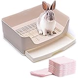 CALPALMY Rabbit Litter Box with Bonus Pads, Drawer, Corner Toilet Box and Bigger Pet Pan for Adult Guinea Pigs, Chinchilla, F