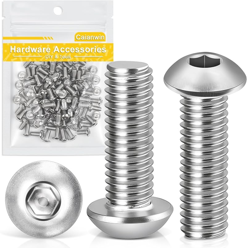 Caianwin M5 x 16mm Bolts 100Pcs Hex Socket Button Head 304 Stainless Steel