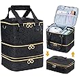 Uross Nail Polish Organizer Bag Holds 60 Bottles Nail Polish & Nail Kit -Nail Polish Storage Organizer Nail Polish Bag Nail Supplies Organizer Case for nail tech - Black