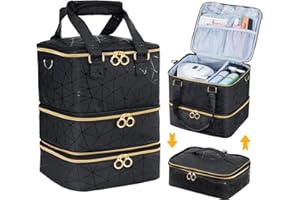 Uross Nail Polish Organizer Bag Holds 60 Bottles Nail Polish & Nail Lamp, Large Gel Polish Organizers and Storage box for Nail Tech, Nail Kit Supplies Organizer Case - Black