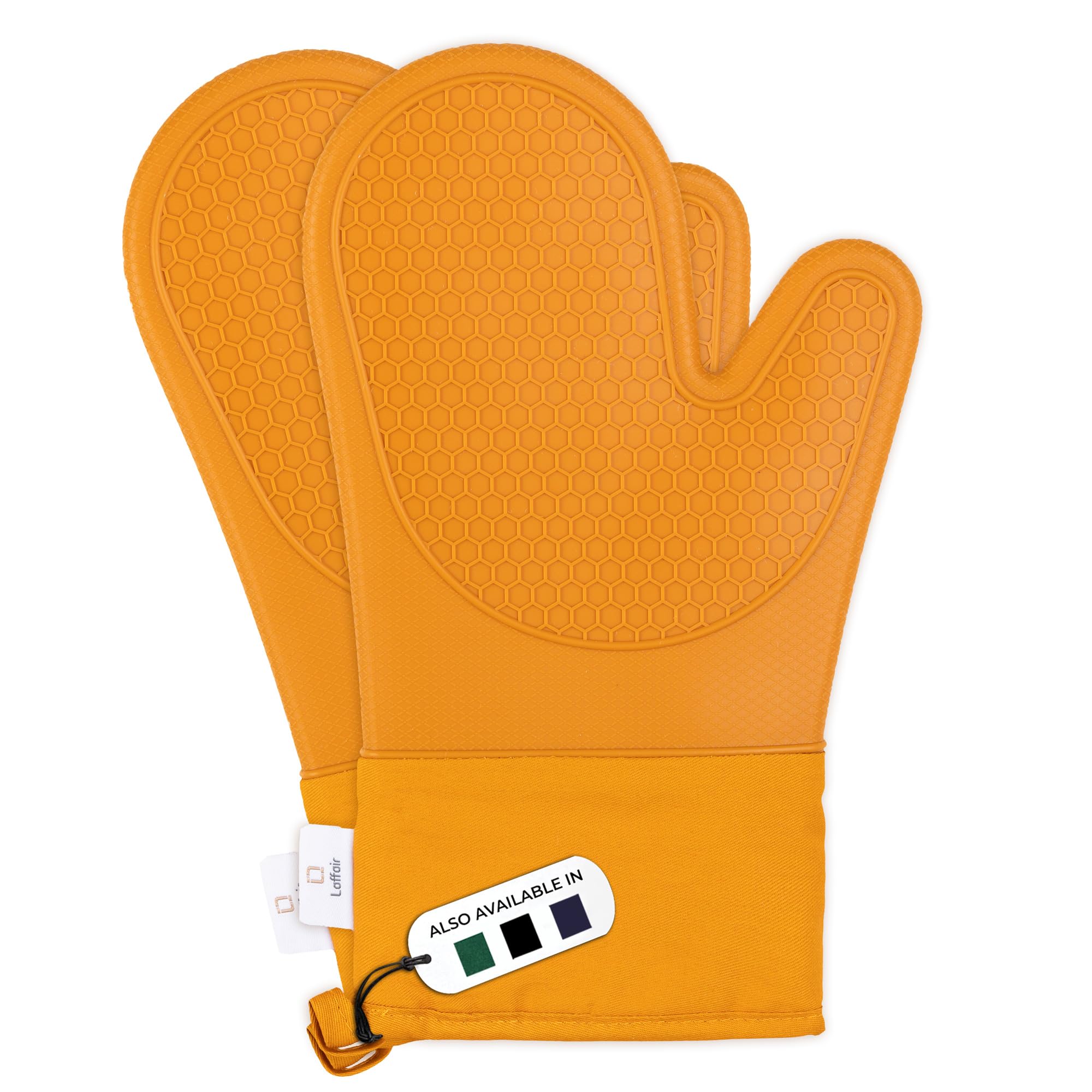 Silicone Oven Gloves Heat Resistant by Laffair - Orange Oven Gloves Silicone Oven Mitts Heat Resistant - Premium Non-Slip Design Kitchen Gloves