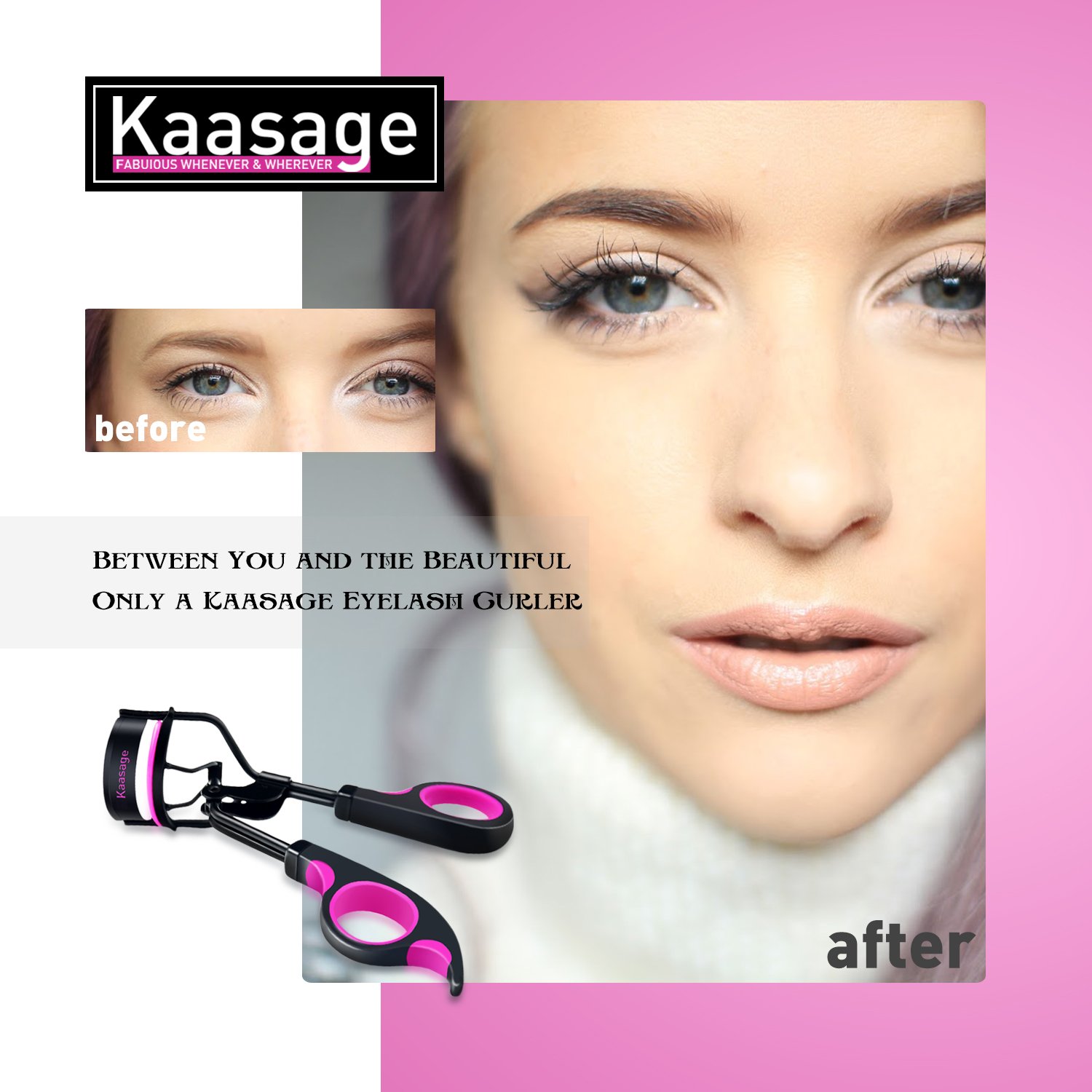 Kaasage Eyelash Curler Makeup with Advanced Silicone Pressure Pad & Tweezer and Satin Bag & Fits All Eye Shapes Get The Perfect Curl in 8 Seconds : Beauty
