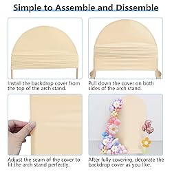HEMMOTOP 6.6 ft Beige Arch Backdrop Cover, Spandex