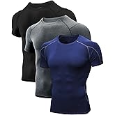 Niksa Men's Compression Shirts 3/5 Pack,Short Sleeve Athletic Compression Tops Cool Dry Workout T Shirt