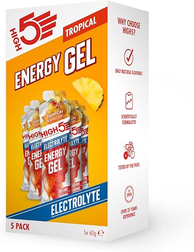 HIGH5 Energy Gel Electrolytes 23g 5x Tropical No Caffeine 91 kcal