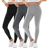 Oakgarden 3 Pack Women's Thermal Underwear Pants Base Layer Pants Lightweight High Waist Slim Fit Warm Soft Leggings Bottoms