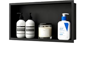 ZBOCAI Shower Niche No Tile Needed,12"×24" Niche for Shower Wall,Stainless Steel Waterproof Recessed Niche,for Add Storage,Black