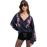 For Love & Lemons Women's Molly Embroidered Pullover Sweater