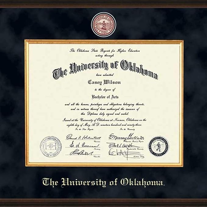 La Hart Oklahoma Excelsior Bachelors Masters Diploma Frame M Decor Silverknowesgc Fan Shop