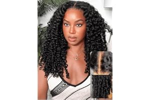 UNICE Curly Human Hair Wig with Finger Coil Ends Bye Bye Knots 7x5 Lace Glueless Wigs Human Hair Pre Plucked Pre Cut Bleached Knots Natural Hairline 150% Density 18 inch