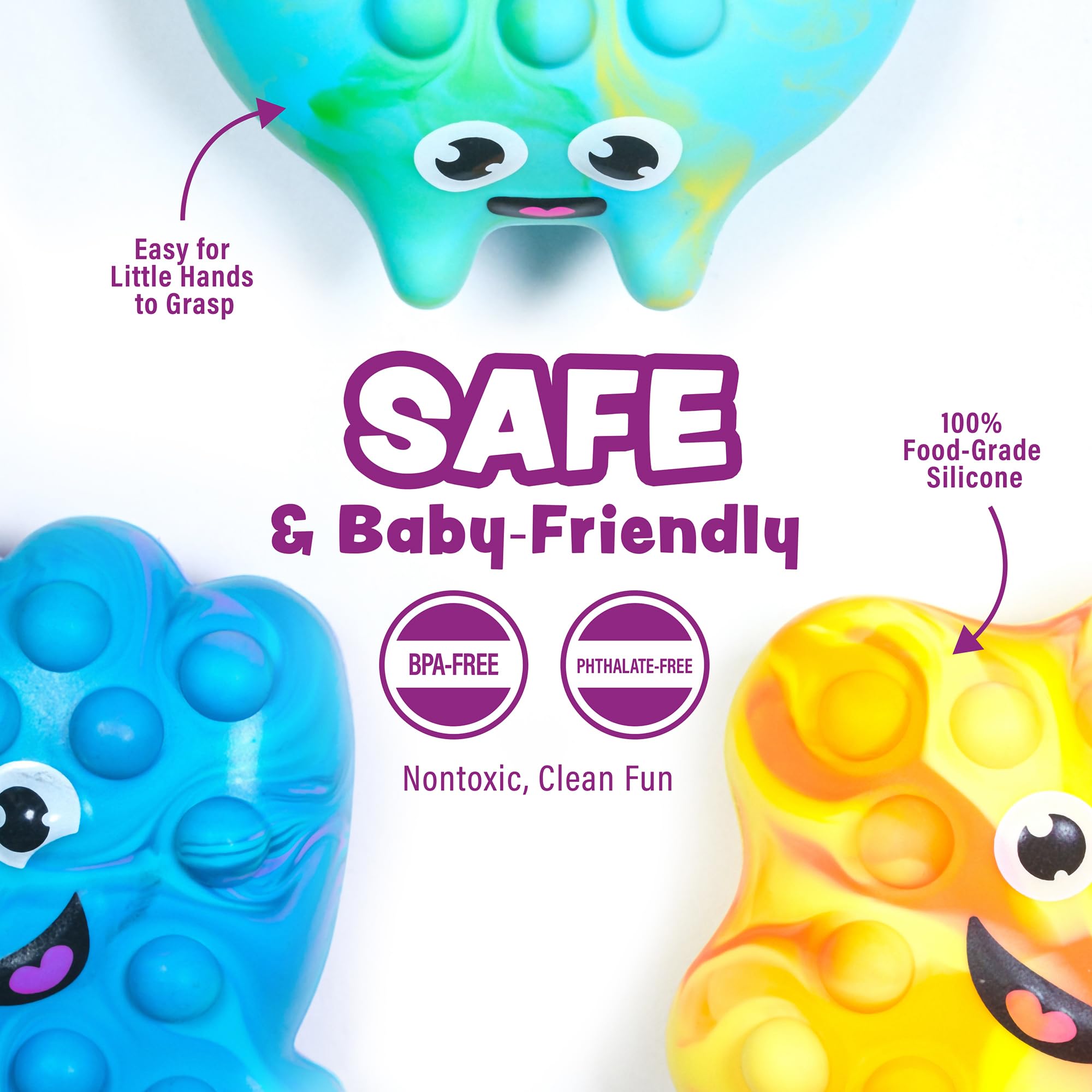 Tub Poppers™ Popping Kids & Toddler Bath Toys, 3 Pack | Push, Poke, Squish & Pop it Fidget Toys for The Bathtub | Irresistible Bubbles with Satisfying 'Pops' | Multi Sensory Kids Bath Toys