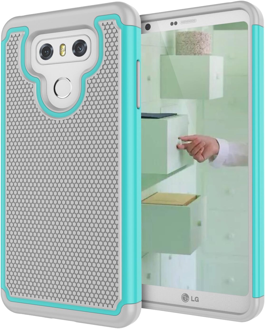 Jeylly LG G6 Case, [Shock Proof] Hybrid Rubber Plastic Impact Defender Rugged Slim Hard Case For LG G6 / LG H870 - Turquoise