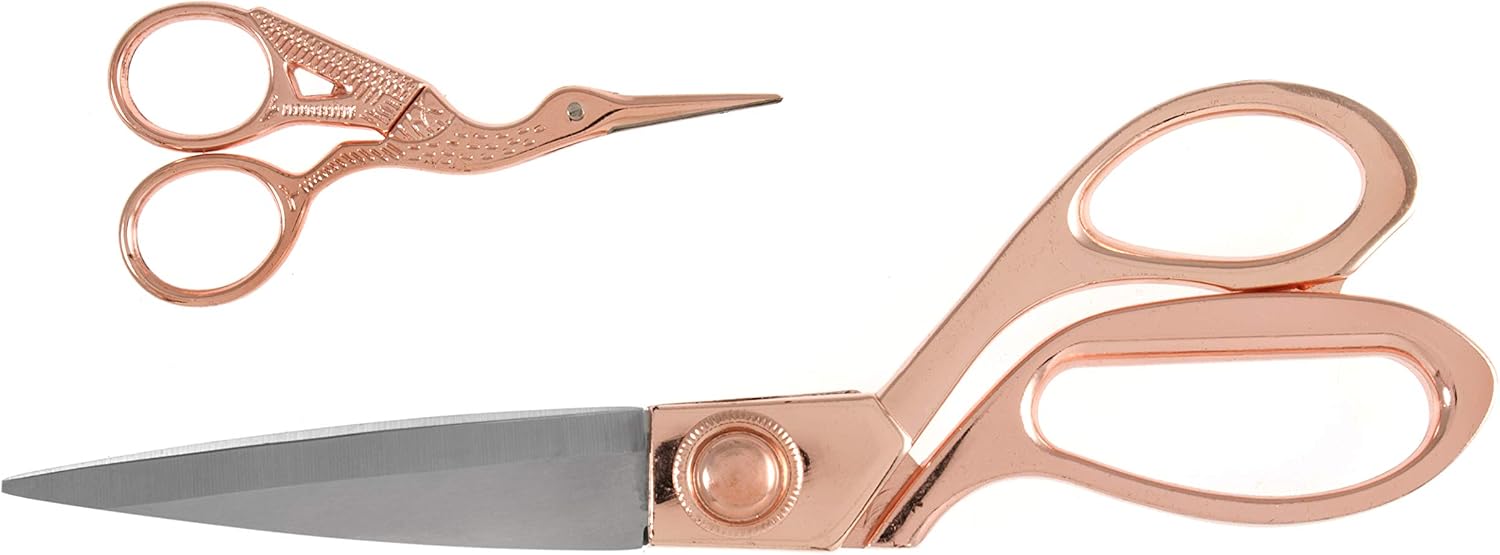 Milwards 2189014 Premium Gift Set-Includes Dressmaking Shears and Stork Embroidery Scissors, Metal, Rose Gold, 20cm and 9.5cm - Image 3