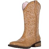 SheSole Cowboy Boots For Women Wide Square Toe Mid Calf Ladies Western Cowgirl Boots