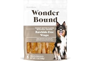 Wonder Bound Chicken Wrapped Medium Sticks, Peanut Butter Flavor - 8 Count - Rawhide-Free Dog Treats, Dental Health Chews for Plaque & Tartar Control, Easy to Digest, Long-Lasting