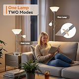 INMOZATA Mother and Child Floor Lamp Uplighter Dual Switch Silver 175cm view 6