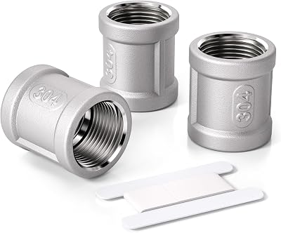Bwintech 3Pcs 1 Inch Female BSP to Female Stainless Steel 304 Coupling