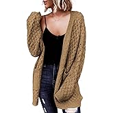 Dokotoo Women's 2026 Fashion Casual Open Front Long Sleeve Chunky Cable Knit Cardigans Sweaters Outerwear Coats with Pockets