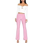 Forever 21 Womens Glitter High-Rise Flare Pants