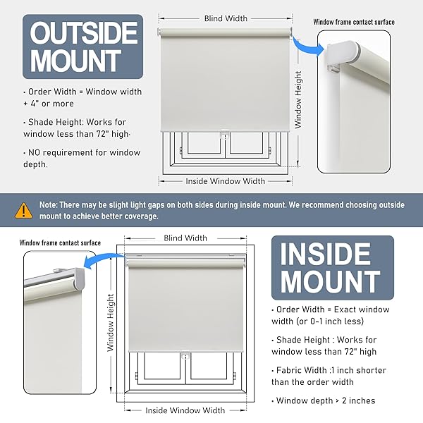 AOSKY CORDLESS ROLLER SHADES BLACKOUT BLINDS FOR WINDOWS ROOM DARKENING ROLLED UP SHADES WITH SPRING SYSTEM, UV PROTECTION WINDOW SHADES DOOR BLINDS FOR HOME AND OFFICE (23″ W X 72″ H, IVORY)