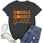 Ascrazy Thanksgiving Shirts for Women Gobble Turkey T-Shirt Thankful Turkey Tee Top