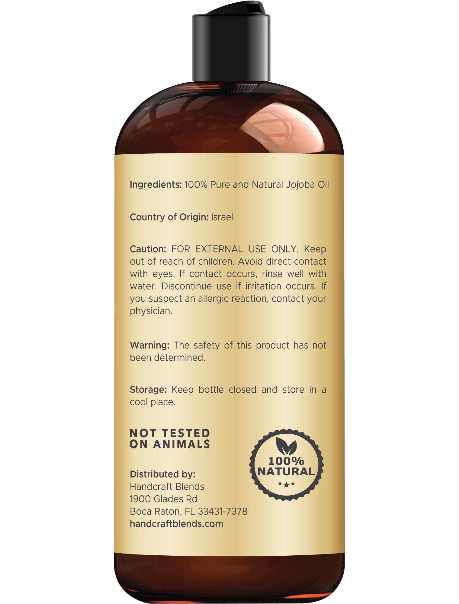 Handcraft Blends Jojoba Oil - Cold-Pressed 16 Fl Oz - 100% Pure | For Skin and Hair | Body Massage | Hair Relaxer | Premium Grade Oil | Hexane-Free