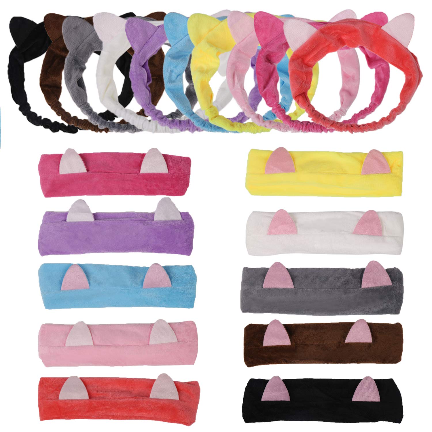 FINGOOO 10 Pieces Elastic Women's Lovely Hair Band,Wash Face Spa Headband Elastic Makeup Hair Bands for Spa Sport