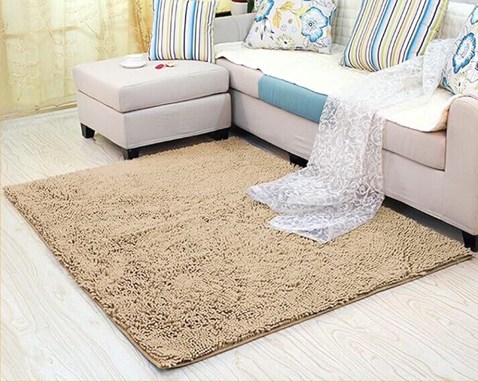 Ustide Comfortable Camel Color Rugs Absorbent Chenille Rugs AntiSkid