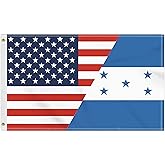 3×5 FT USA Honduras Flag, Large 150D America Honduran Outdoor Banner,Double Side Printing Decor For Patio Garden With Brass Gromment