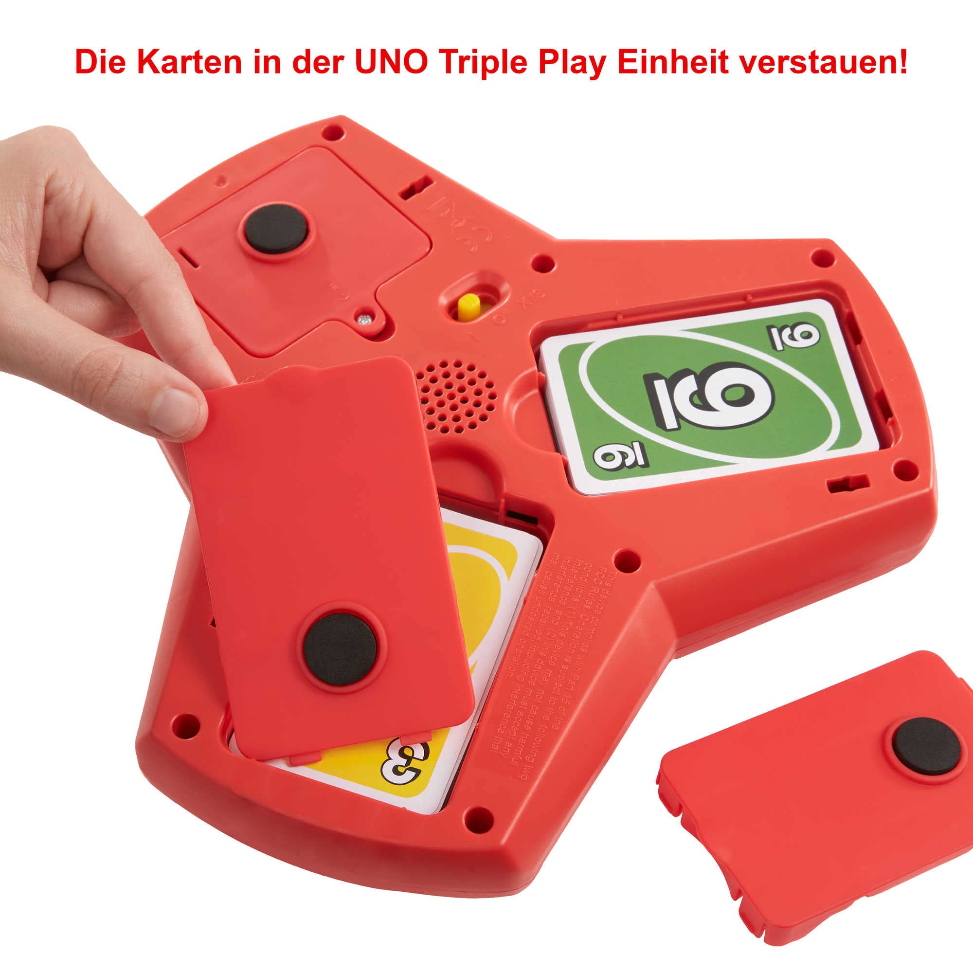 Mattel Games UNO Triple Play, Uno Kartenspiel für die Familie, mit Licht und Soundeffekten, Perfekt als Kinderspiel, Reisespiel oder Spiel für Erwachsene, für 2-6 Spieler, ab 7 Jahren, HCC21 6