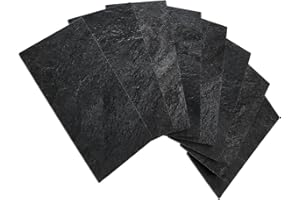 AULIGET 200 Pieces Black Slate Peel and Stick Backsplash Wall Tiles, 3" x 6" PVC Faux Stone Stick on Tiles for Backsplash Kitchen, Bathroom, Laundry Room, Camper, Fireplace
