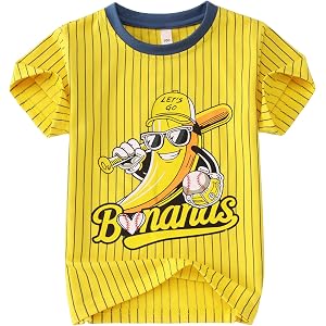 CM C&M WODRO Toddler Boy Girl Baseball Shirt Kid Banana Graphic T-Shirt Baseball Team Lover Tee Ballgame Outfit Game Day Tops