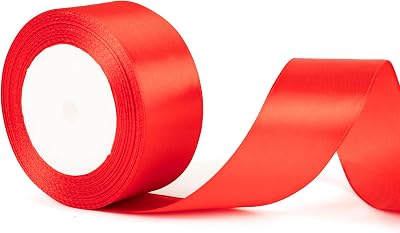 YAAVAAW 22m 40mm Red Satin Ribbon Gift Wrapping Thick