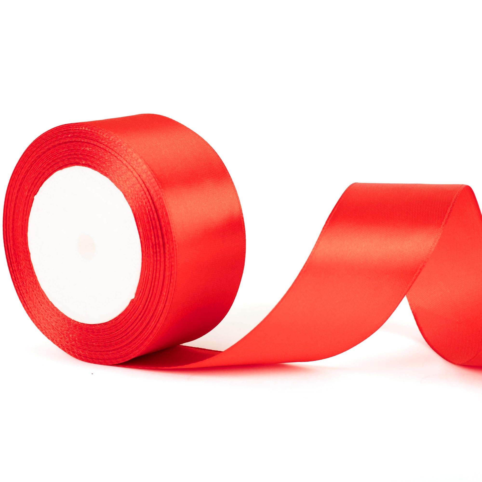 40mm Wide Red Thick Ribbon for Gift Wrapping 22m, Thick Red Ribbons Fabric Satin Ribbon for Present Wrapping Christmas Florist Bouquet Cake Hair Bow Crafting Wedding Car Decoration