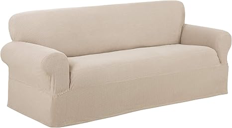 Maytex Stretch Reeves 1 Piece Slipcover Sofa Natural Amazon Ca Home Kitchen