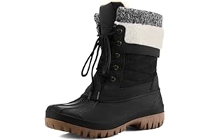 mysoft Women's Winter Snow Boots Waterproof Insulated Mid-Calf Booties, Fur-lined Lace Up Shoes for Outdoor