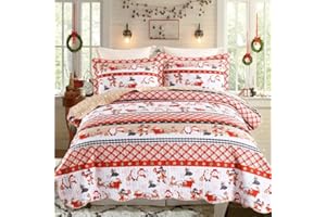 MarCielo Christmas Kids Quilt Set Lightweight Bedspread Coverlet Set (Full)