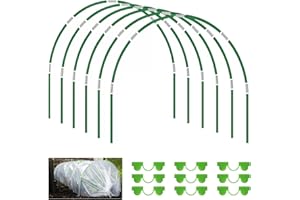 HIGHPRO Greenhouse Hoops Grow Tunnel 6 Sets of 8FT Long Garden Hoops, Garden Netting for Raised Beds, Plant Shade Cloth, Row Cover - DIY Plant Support Stakes-36pcs