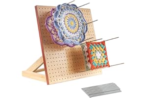 YETEE 12 Inch Crochet Blocking Board with 20 Pegs, Blocking Board for Crochet Projects Bamboo Lattice Square Blocker Board, Thanksgiving Wooden Crochet Accessories