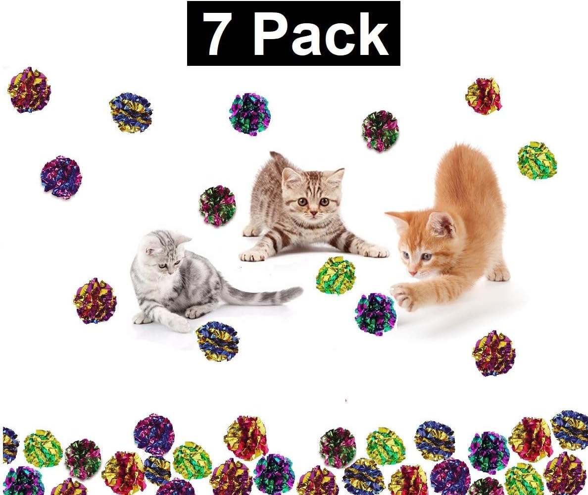 Prairie Horse Supply X Large Premium Mylar Crinkle Balls (7 Pack) (2.5 Inches in Diameter) Interactive Long Lasting Lightweight Shiny Metallic Cat Kitten Toys Assorted Colors : Pet Supplies