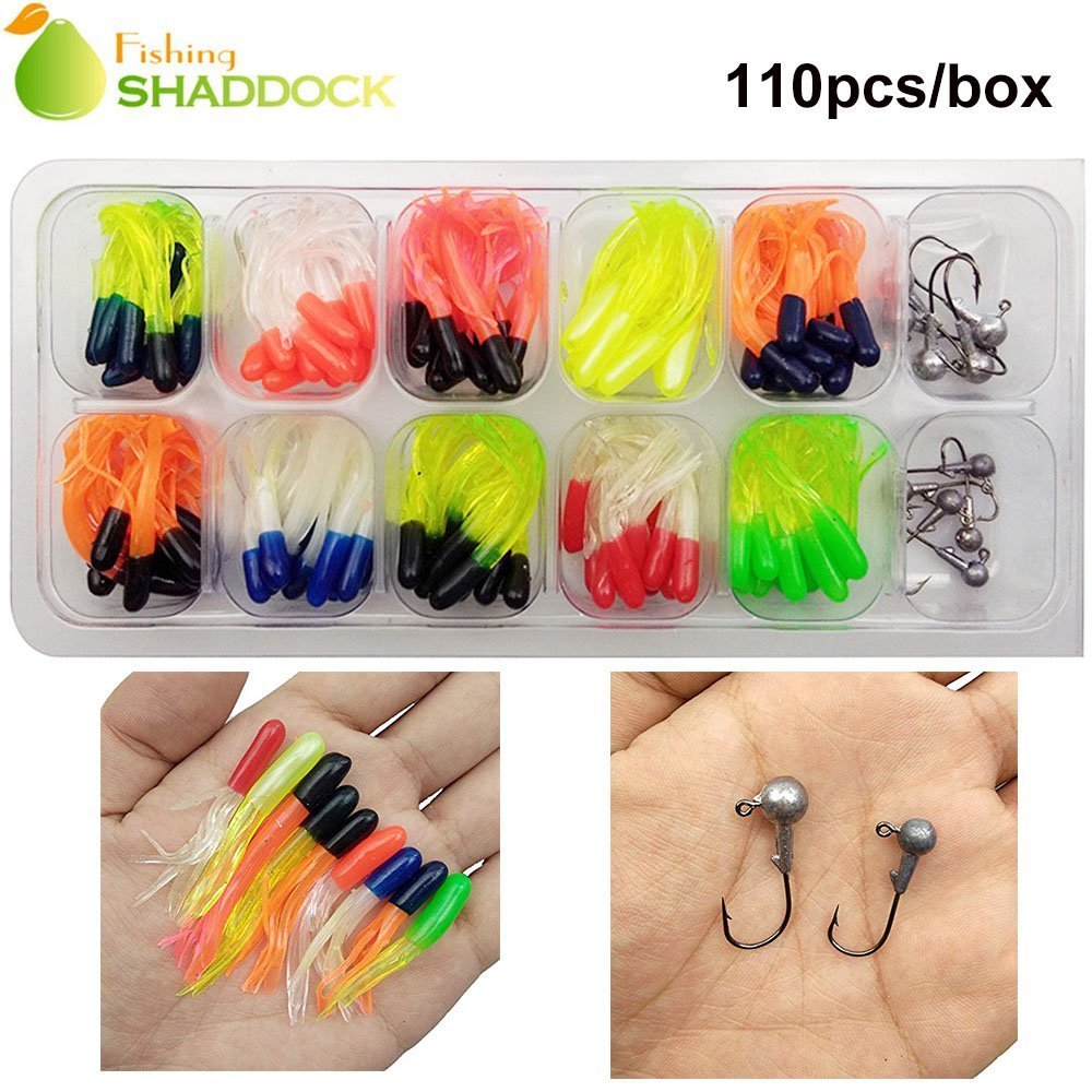 110 Piece 10 Mixed Colors Fishing Lures Crappie Tube Jigs Kit eBay