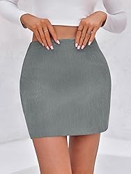 Wenrine Womens Mini Skirt High Waisted Basic Casual