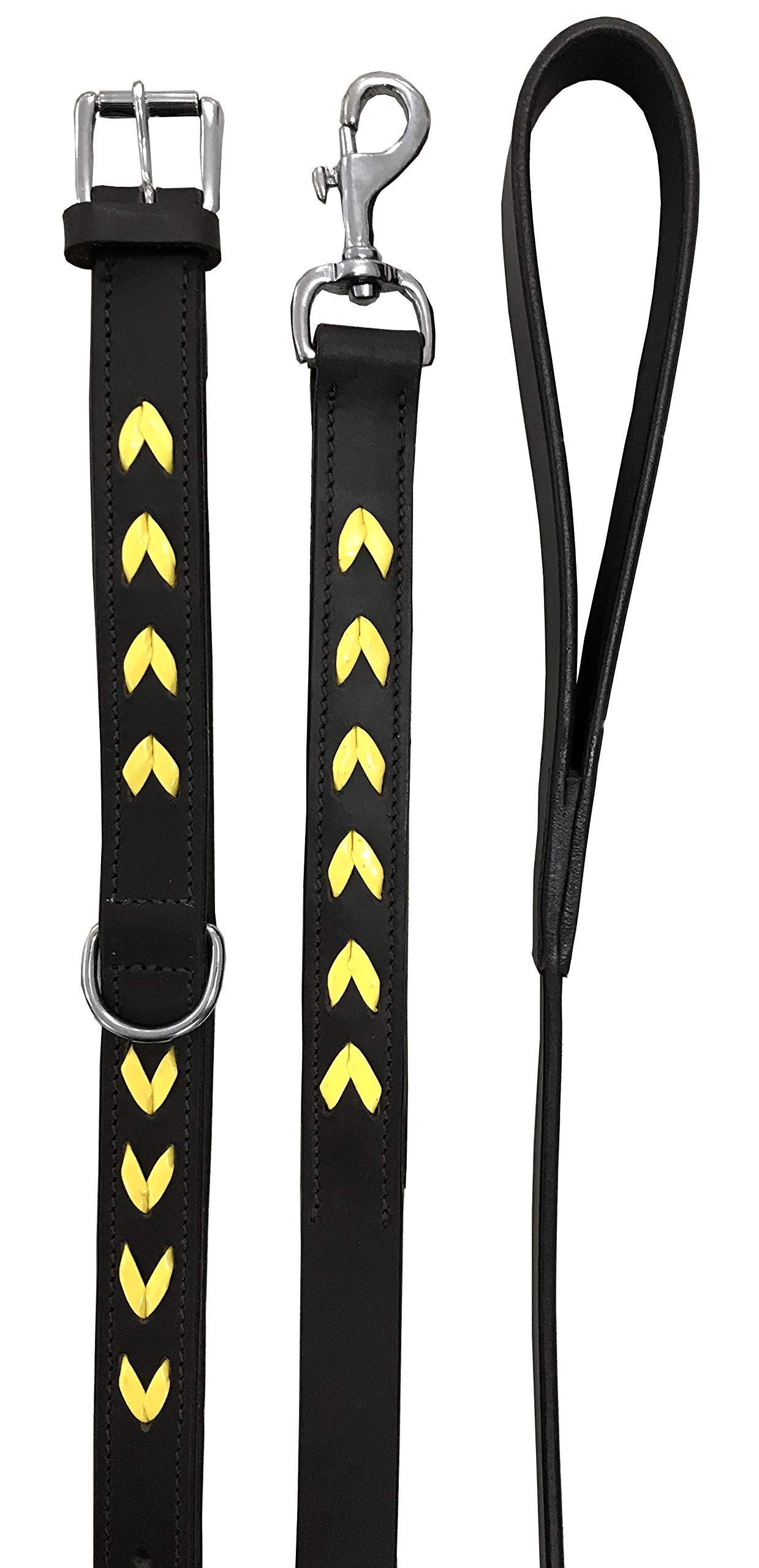 BRADLEY CROMPTON Genuine Leather Matching Pair Dog Collar and Lead Set L