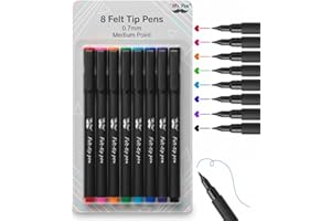 Mr. Pen- Felt Tip Pens, Assorted Colors, 8 Pack, 0.7mm, Fine Felt Tip Pens Fine Point, Journaling, Note Taking, Fast Dry, Writing