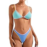 SUUKSESS Women Cheeky Thong String 2 Piece Bikini Sets Sexy High Waist Swimsuit